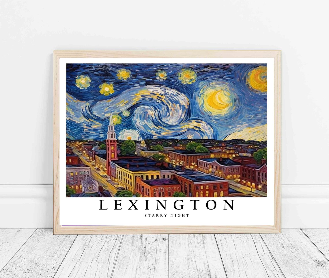 Lexington Kentucky Historic Downtown Van Gogh Starry Night Poster - Image 3