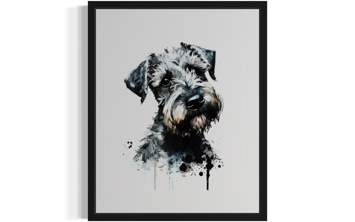 Cesky Terrier Watercolor Portrait Silver Ink Splash Art Poster