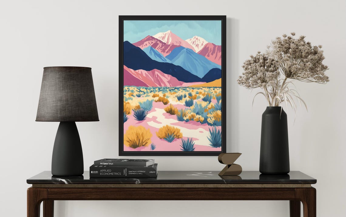 Owens Valley Colorful Desert Mountains Abstract Boho Art Wall Poster - Image 2