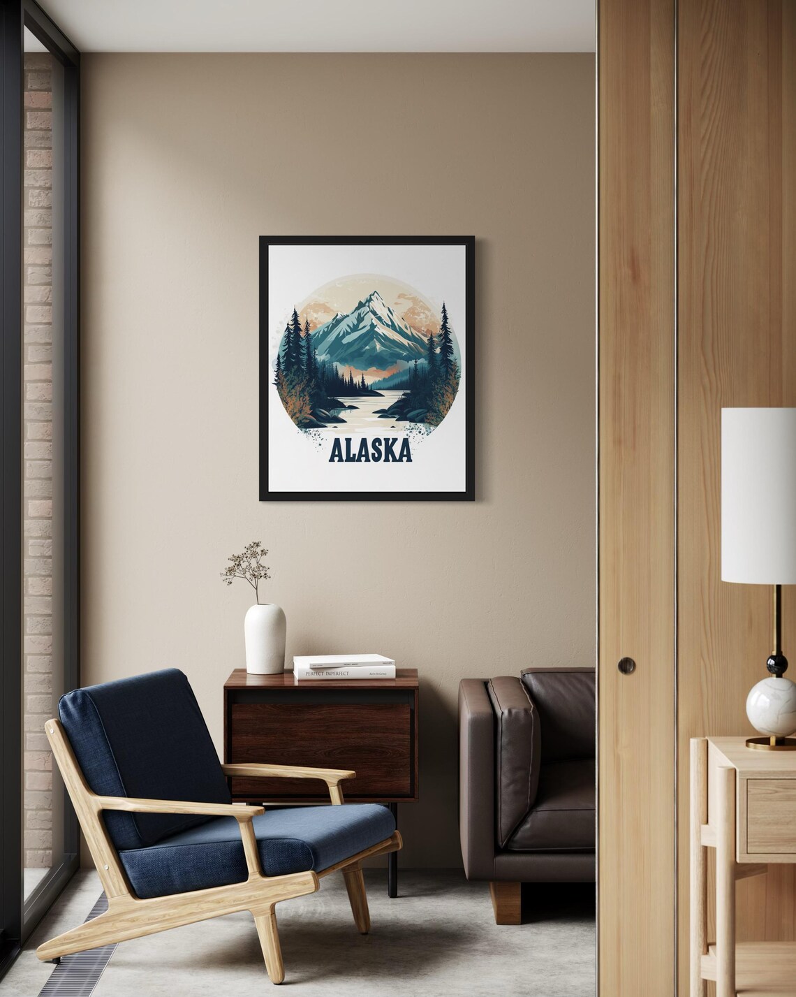 Alaska Snowy Mountain Peak Wild River Evergreen Forest Poster - Image 2