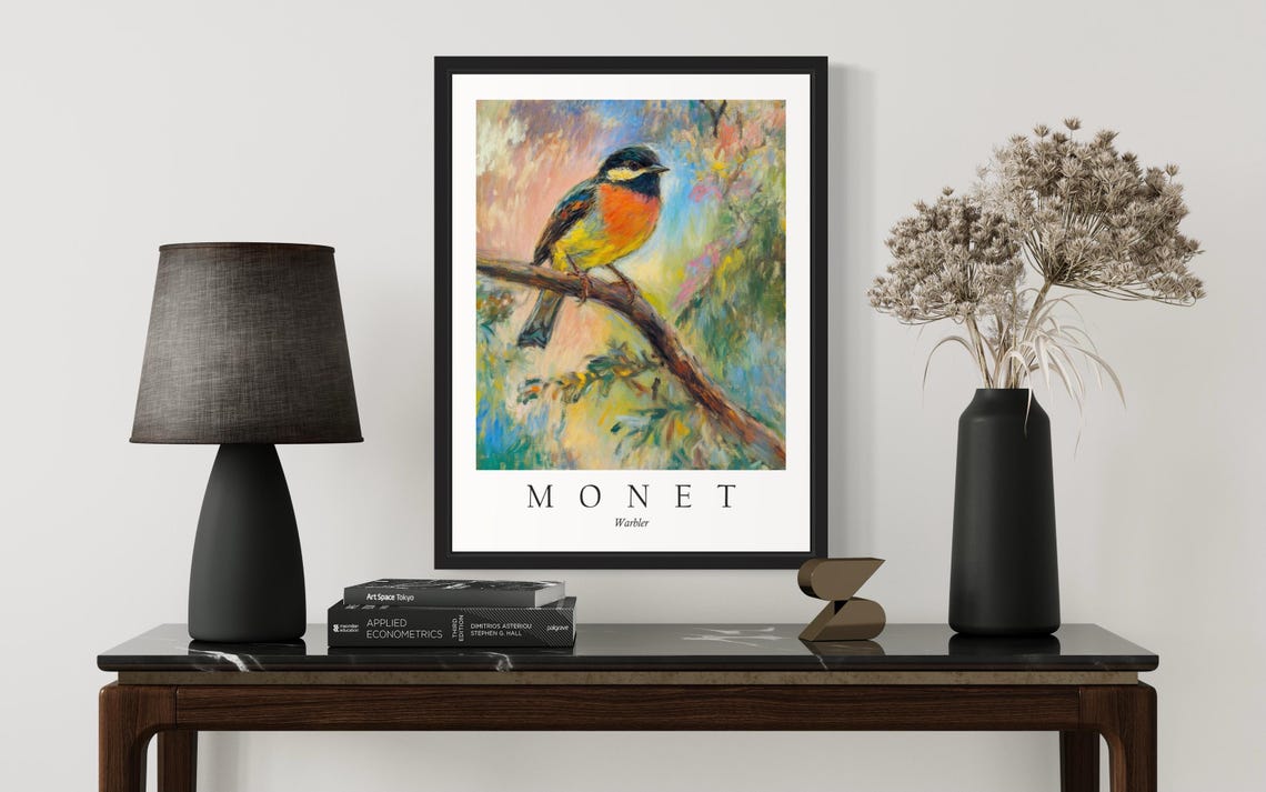 Warbler Bird Monet Art Print - Image 3