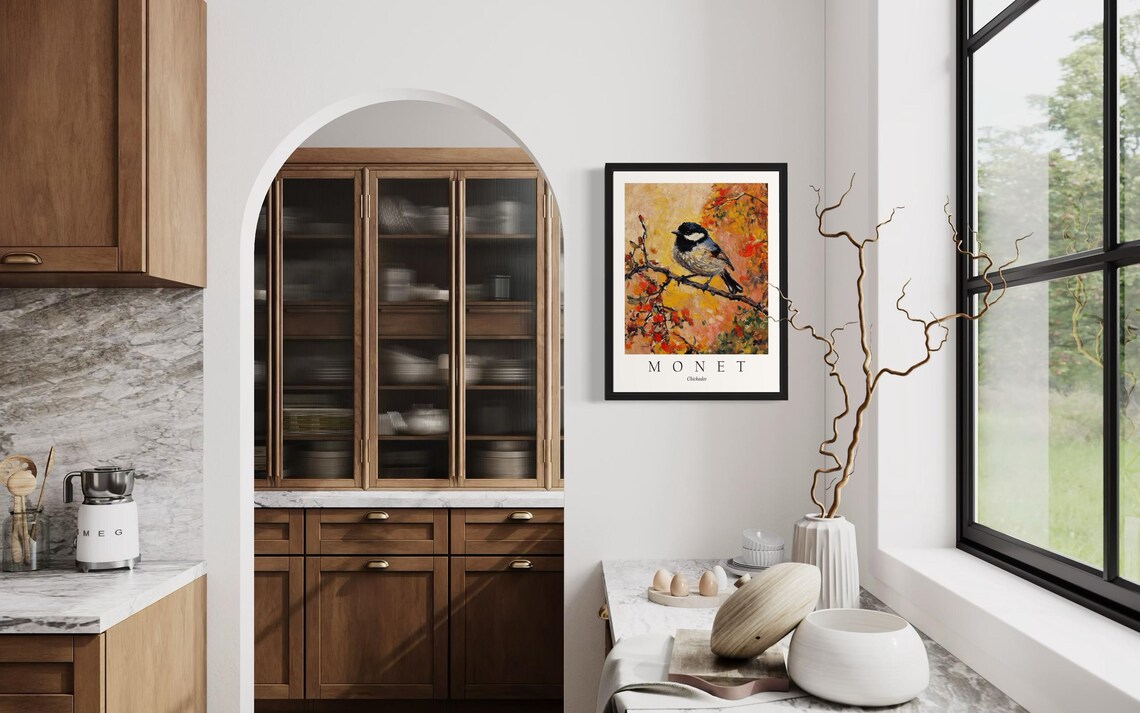 Chickadee Bird, Monet-Inspired Art Print - Image 4