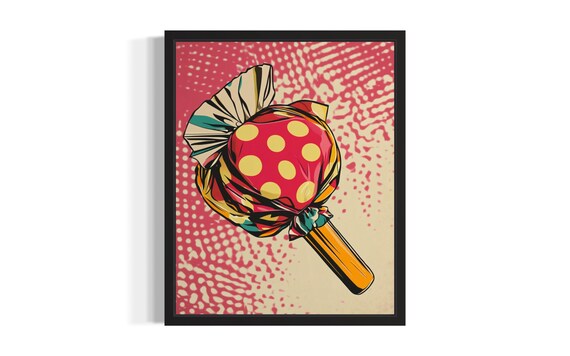 Giant Red Polka Dot Lollipop Vintage Retro Pop Art Candy Poster