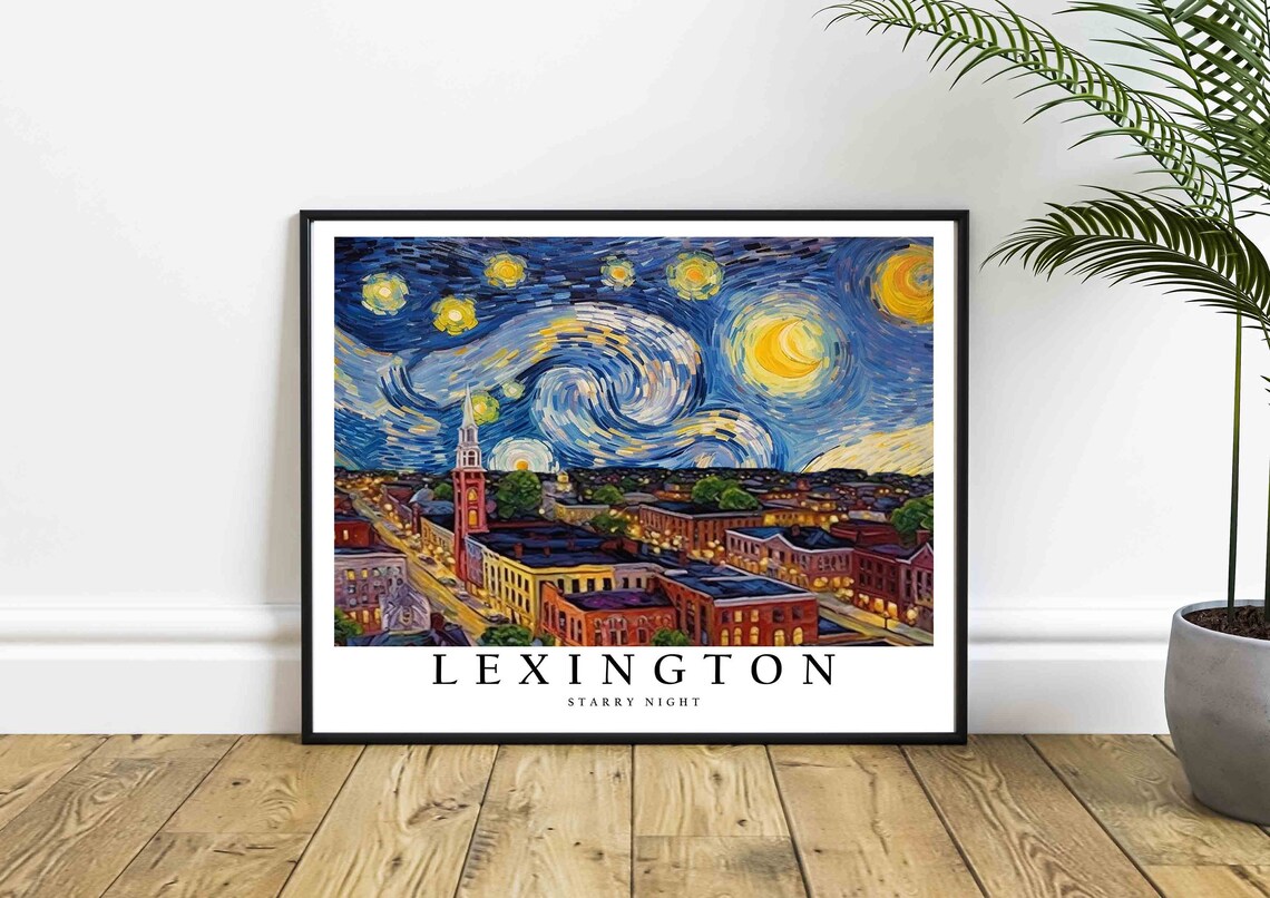 Lexington Kentucky Historic Downtown Van Gogh Starry Night Poster - Image 4