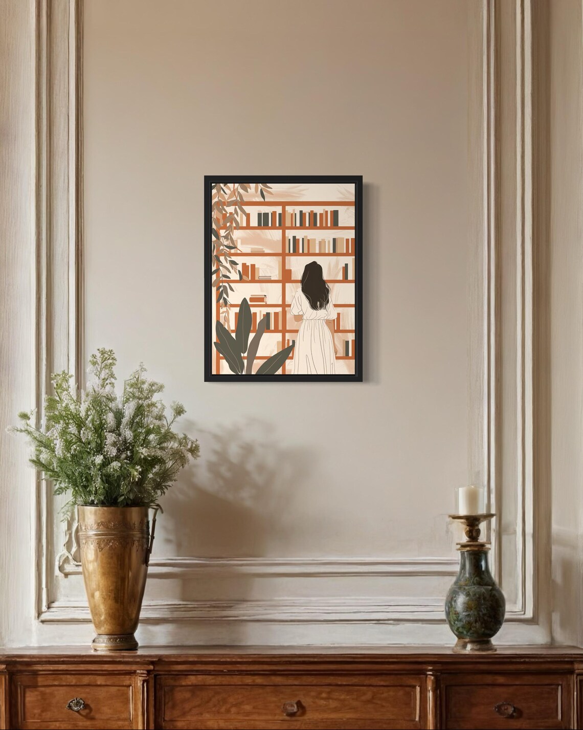 Bookshelf Female Boho Art Print - Image 2