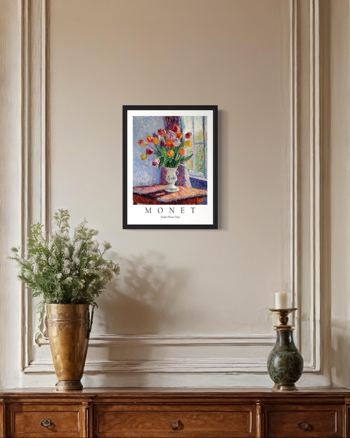 Tulips Flower Vase Colorful Bouquet by Window Monet Art Poster - Image 4