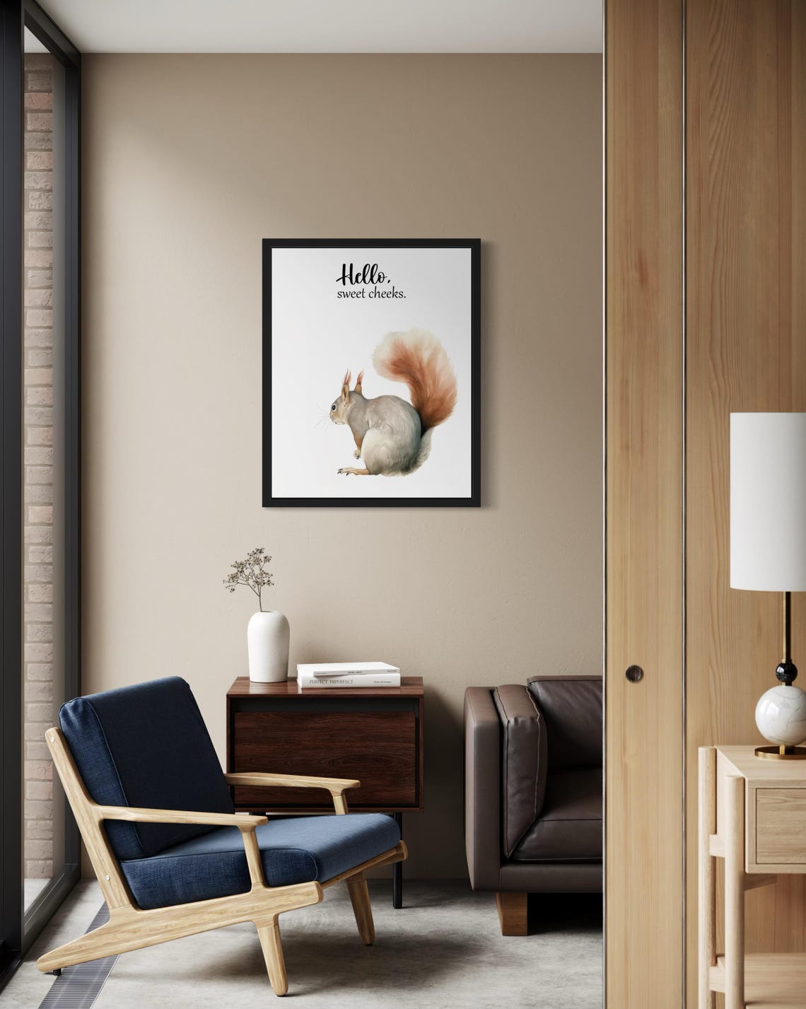 Squirrel Bushy Tail Hello Sweet Cheeks Funny Bathroom Poster - Image 2