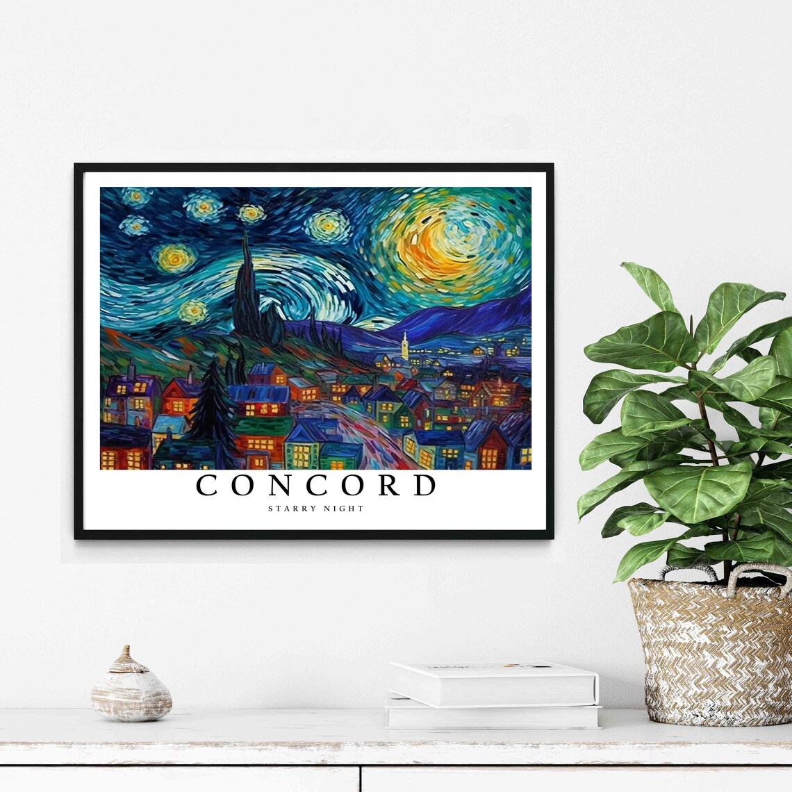 Concord Starry Night Village Hills Tall Cypress Night Poster - Image 2