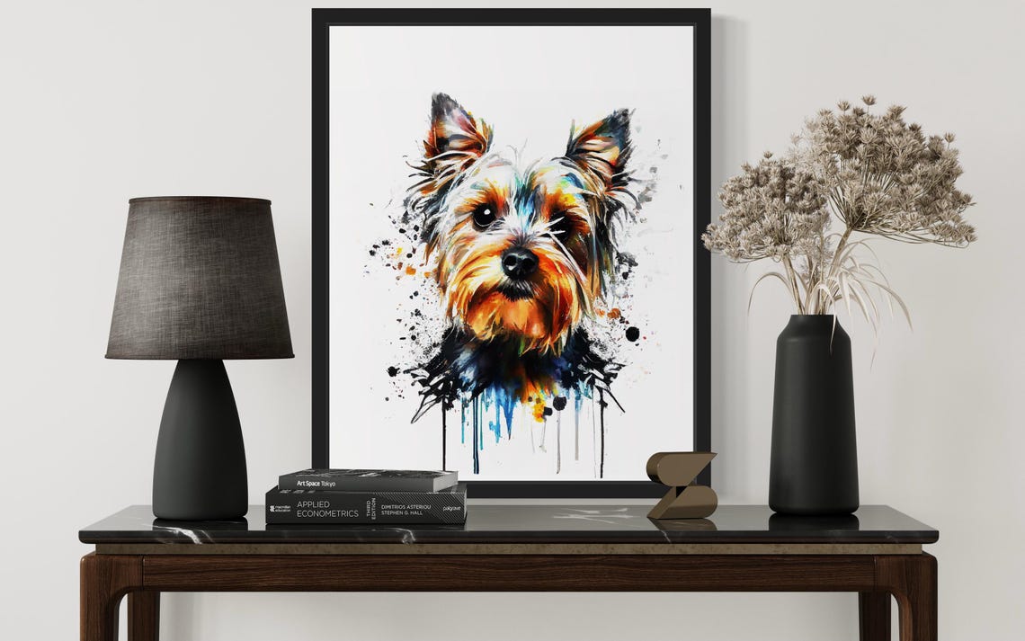 Silky Terrier Tan Grey Dog Watercolor Portrait Breed Art Poster - Image 3