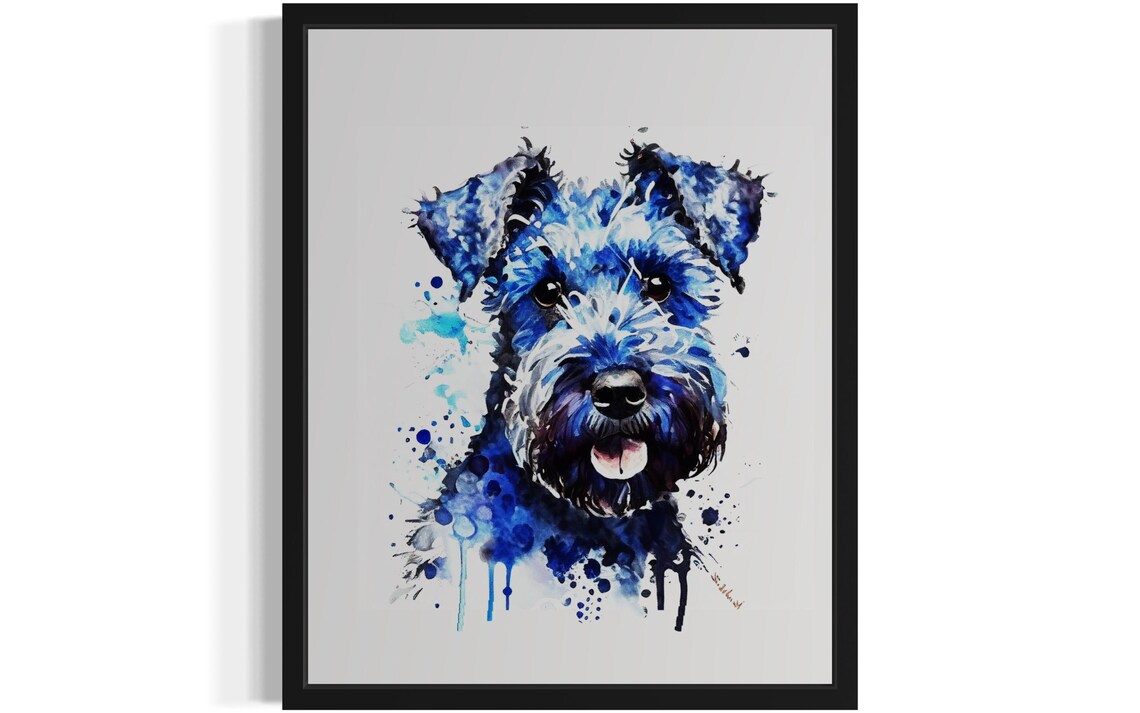 Kerry Blue Terrier Blue Watercolor Portrait Splash Dog Poster
