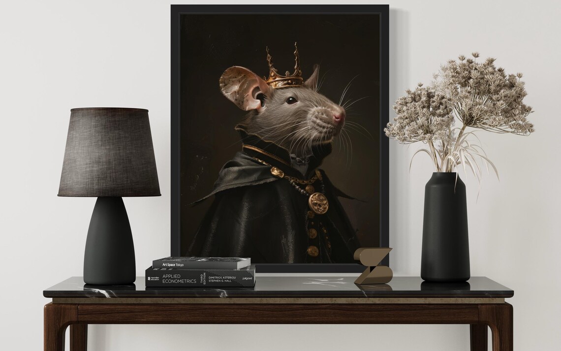 Rat King With Crown Gothic Vampire Portrait Oil Painting Poster - Image 2