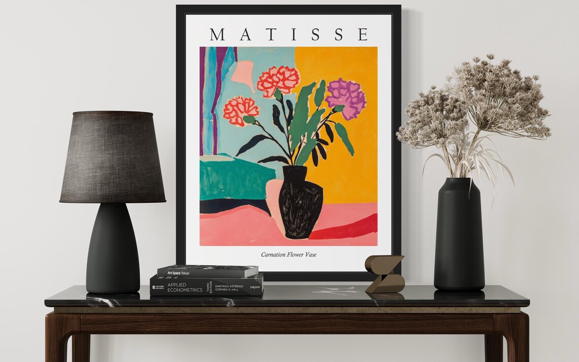 Matisse Style Carnation Flower Vase Vibrant Fauvist Still Life Poster - Image 3