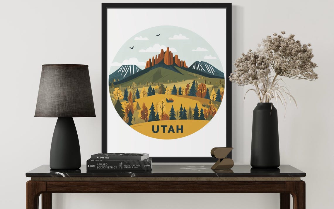 Utah Red Rock Desert Peaks Circular Travel Poster Home Decor Gift - Image 3