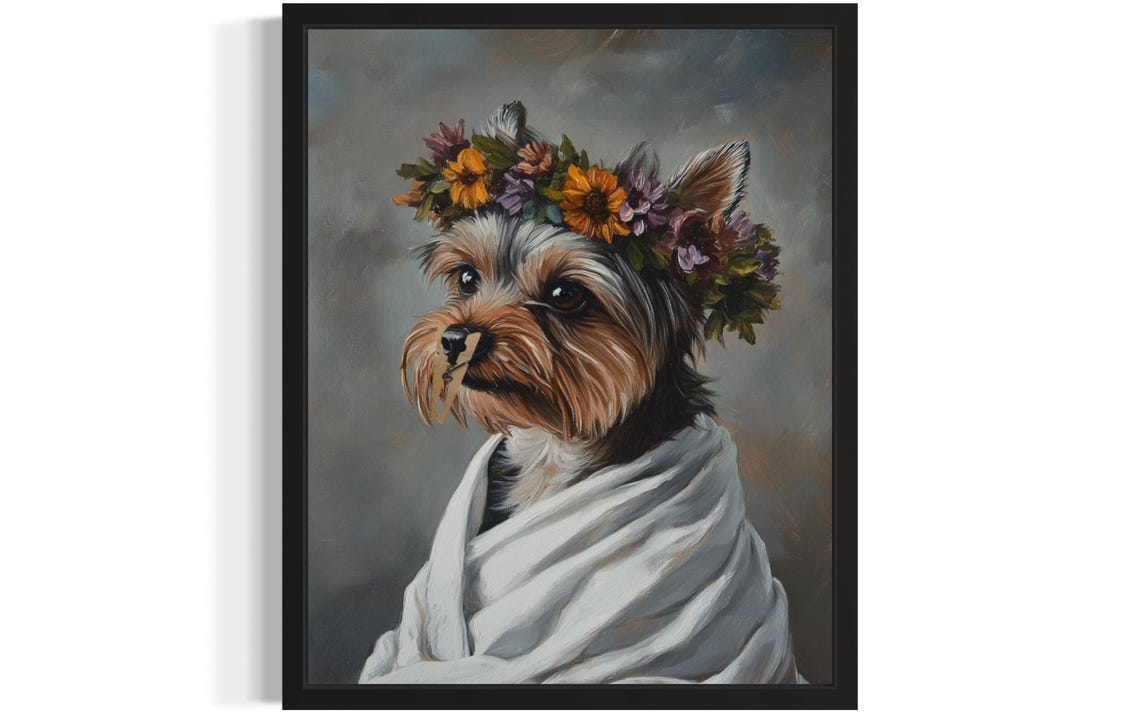 Yorkshire Terrier Flower Crown Clothespin Funny Bathroom Poster