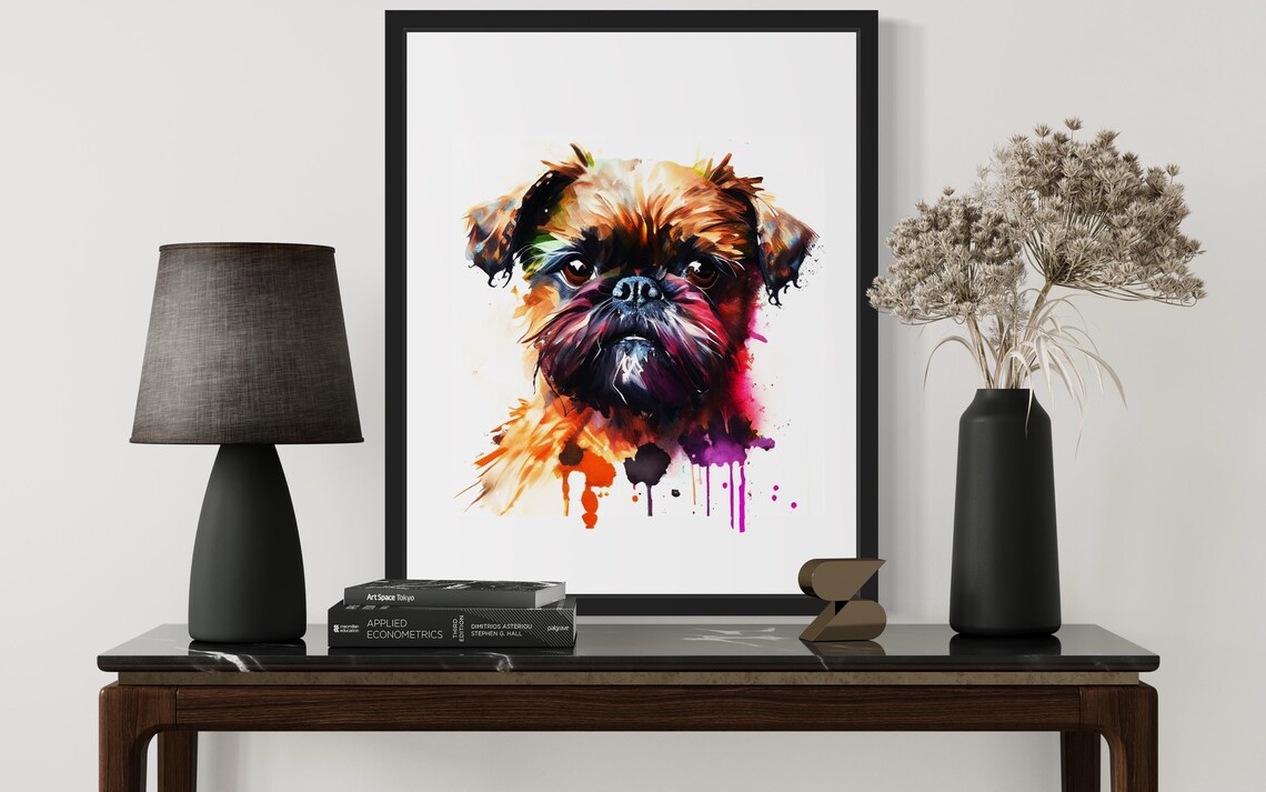 Brussels Griffon Bearded Watercolor Splash Portrait Dog Poster - Image 3