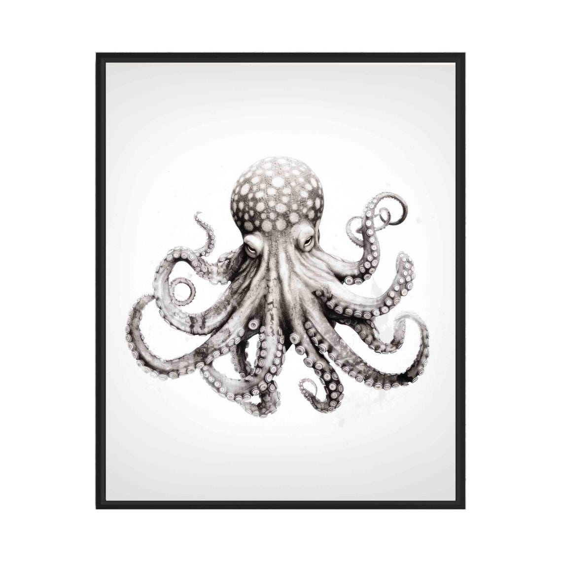 Octopus Black And White Animal Art Print Wall Art Poster Original Paint Artwork Artwork Decor