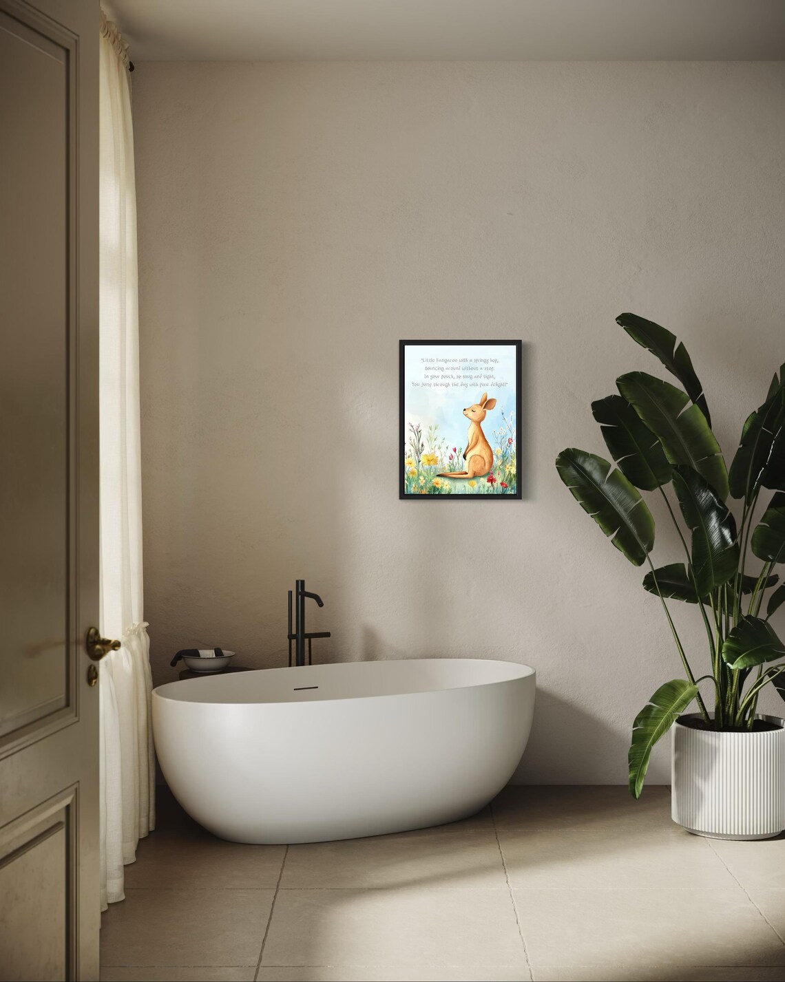 Sweet Baby Kangaroo with Its Own Hoppy Poem Nursery Wall Poster - Image 4