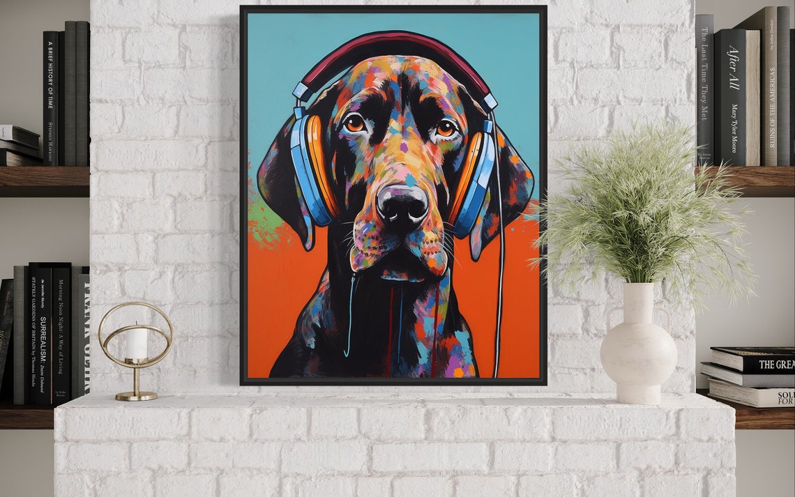 Rhodesian Ridgeback Dog Wearing Headphones Colorful Music Poster - Image 4