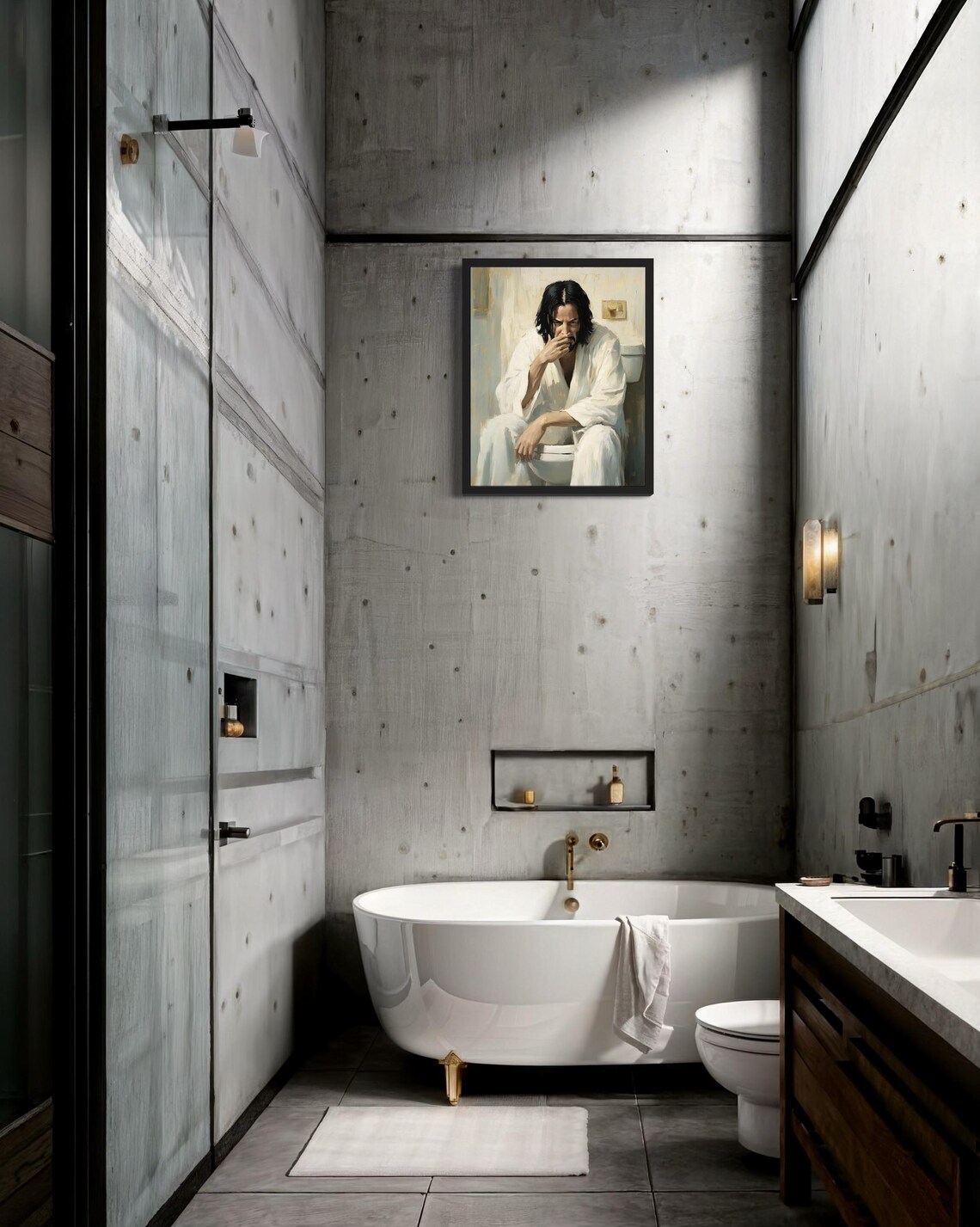 Male Hold Nose Bathroom Art Print - Image 3