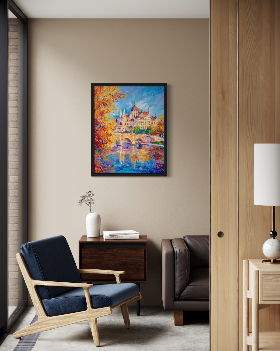 Hungarian Parliament in Autumn Budapest River Painting Poster - Image 2