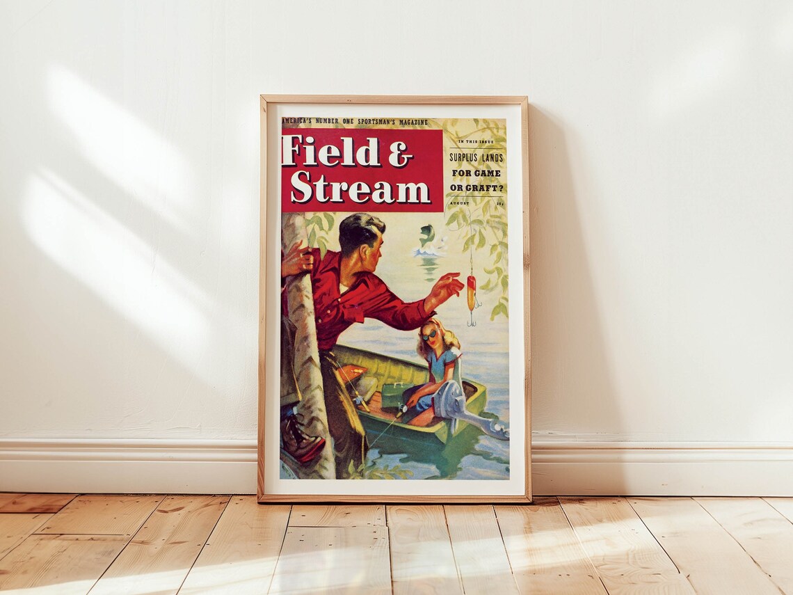 Vintage Fly Fishing Poster, Retro Fisherman Print