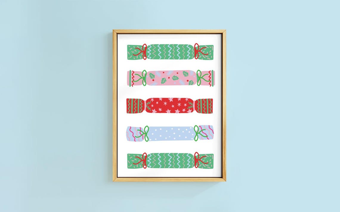 Colorful Christmas Crackers Festive Pattern Holiday Party Poster
