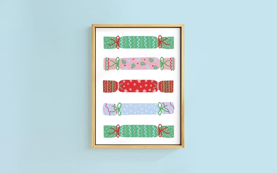 Colorful Christmas Crackers Festive Pattern Holiday Party Poster