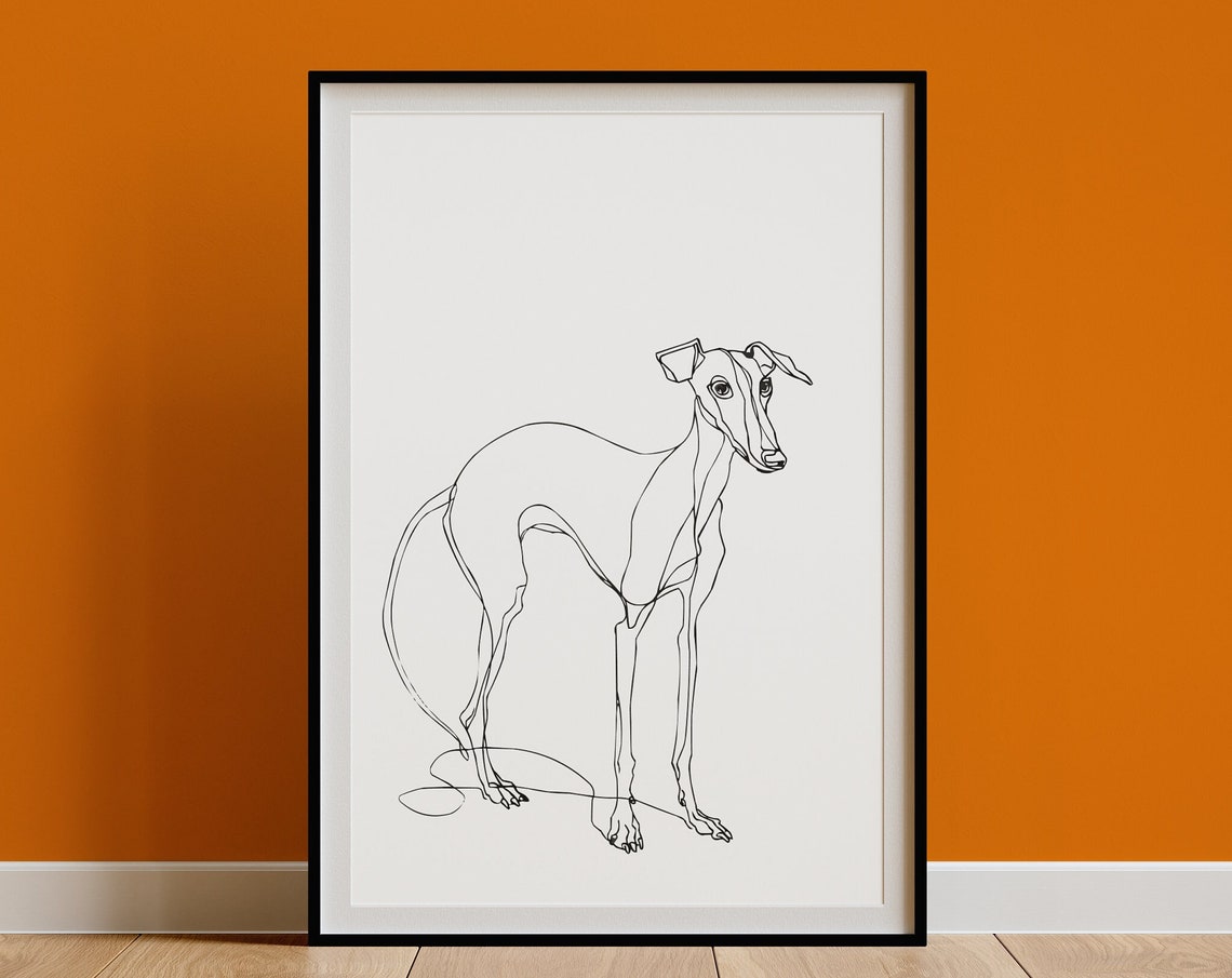 Whippet Standing Sleek Full Body Minimal Line Drawing Dog Art Poster - Image 3