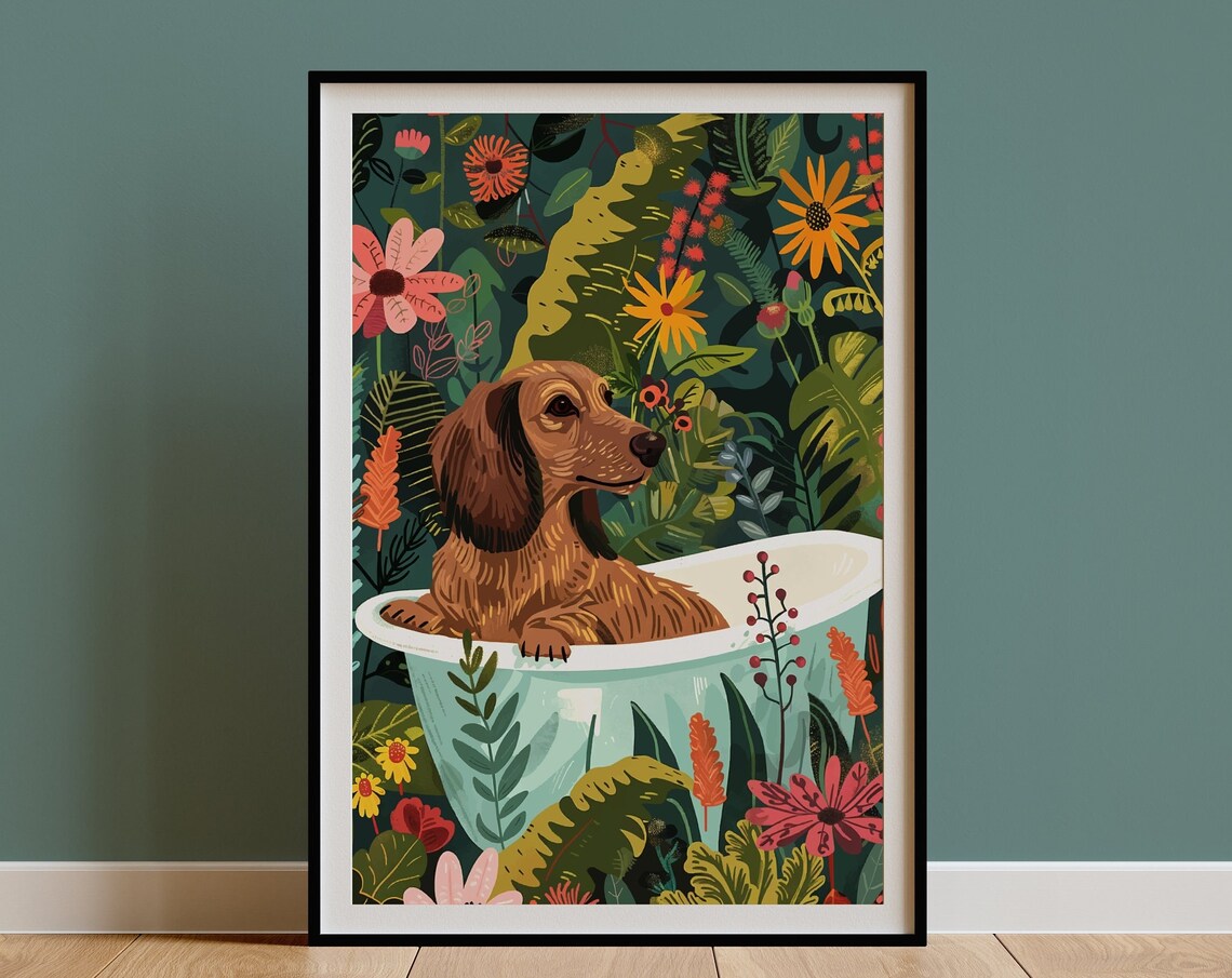 Dachshund Animal Kids Room Boho Jungle Art Print