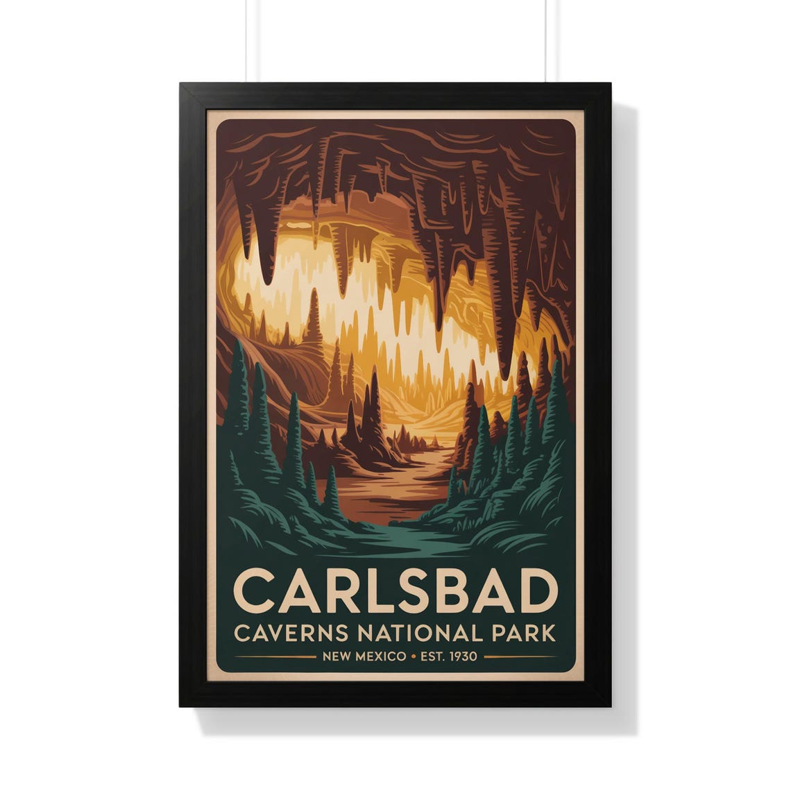 Carlsbad Caverns National Park Vintage Underground Cave Poster
