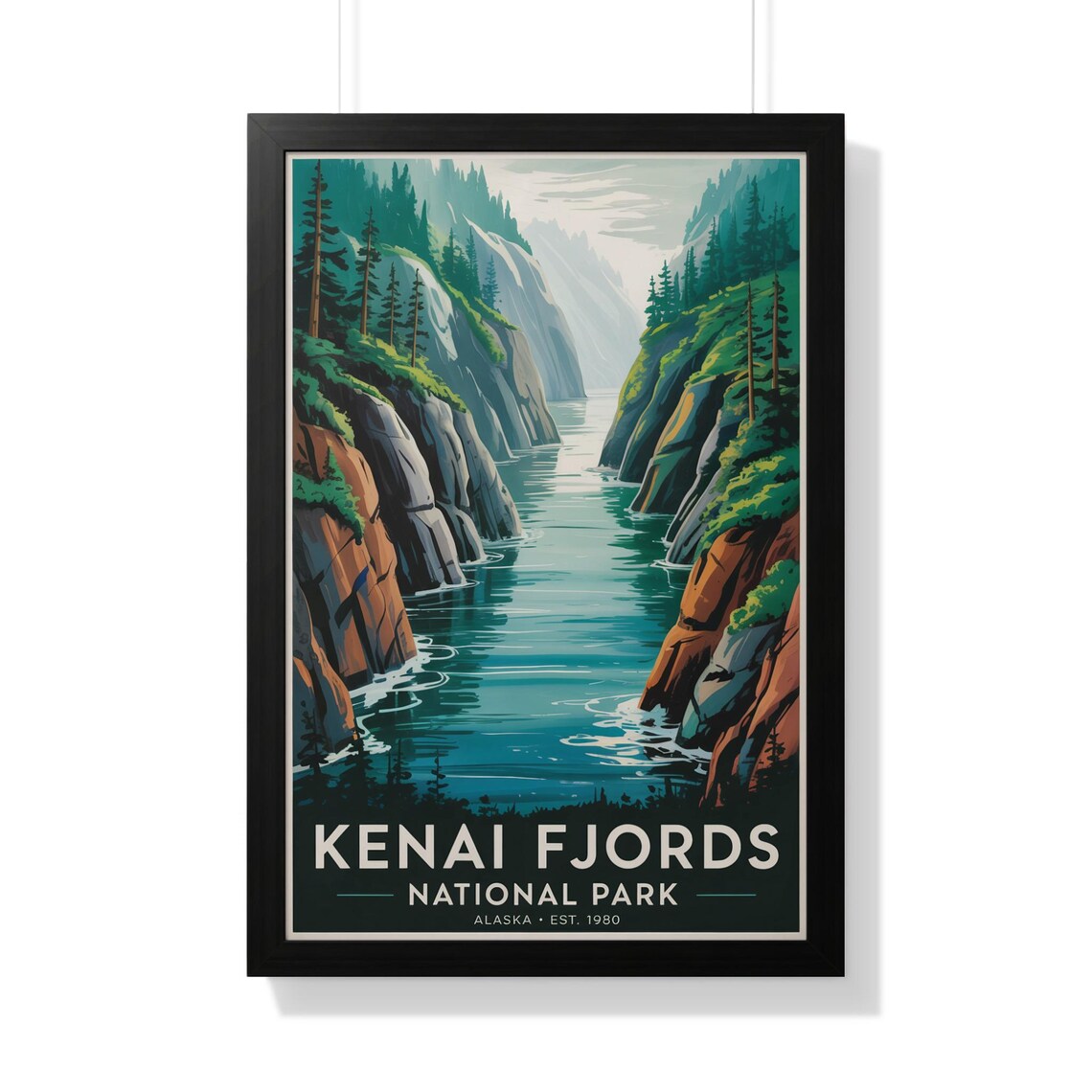 Kenai Fjords National Park Alaska Glacier Bay Vintage Travel Poster