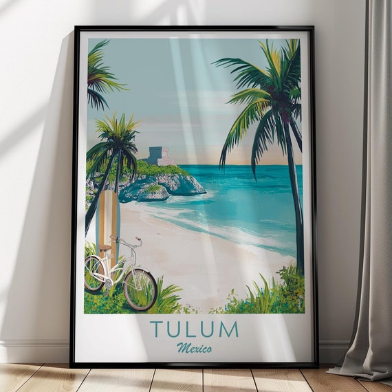 Tulum Illustration Poster Mexico Illustration Travel Print Mexico Print Tulum Illustration Mexico Art Print Playa Del Carmen Travel Art