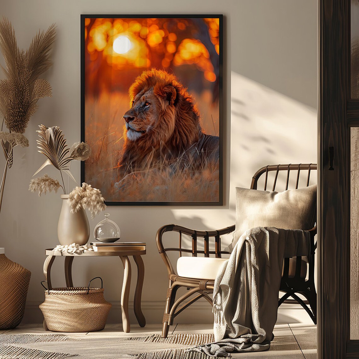 African Lion Safari Art Print, Wildlife Decor - Image 4