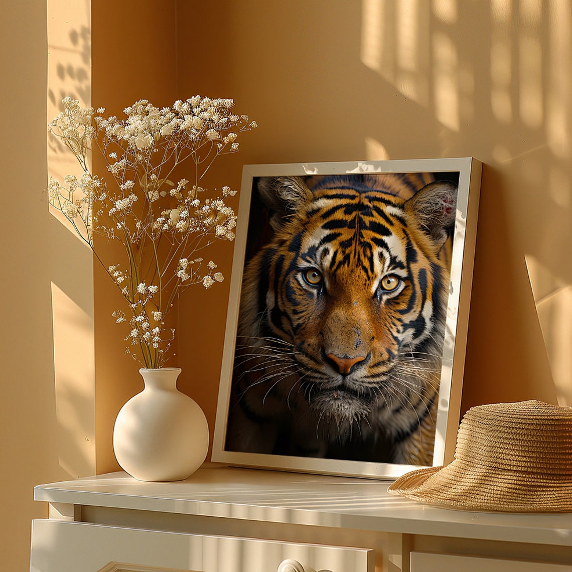 Tiger Face Close Up Staring Straight Out From the Dark Poster - Image 6
