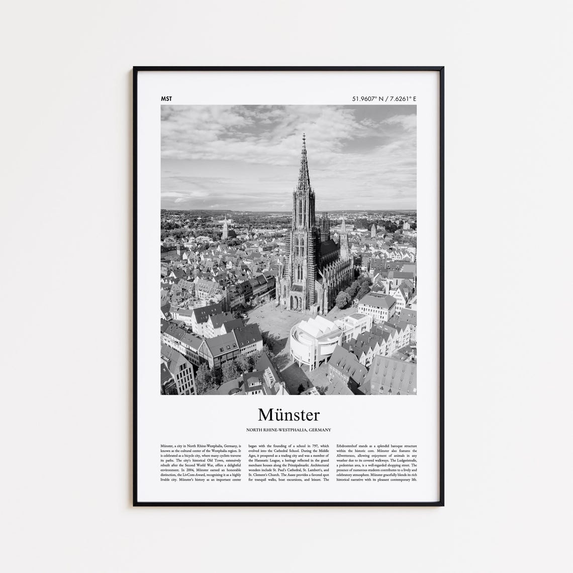 Munster St Paulus Cathedral Old Town Aerial Germany Photo Poster