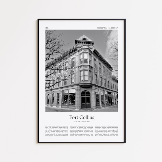 Fort Collins Colorado Historic Building Black And White Photo Poster