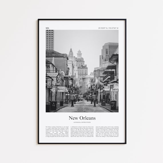 New Orleans Black and White Photo Street Scene Vintage Poster