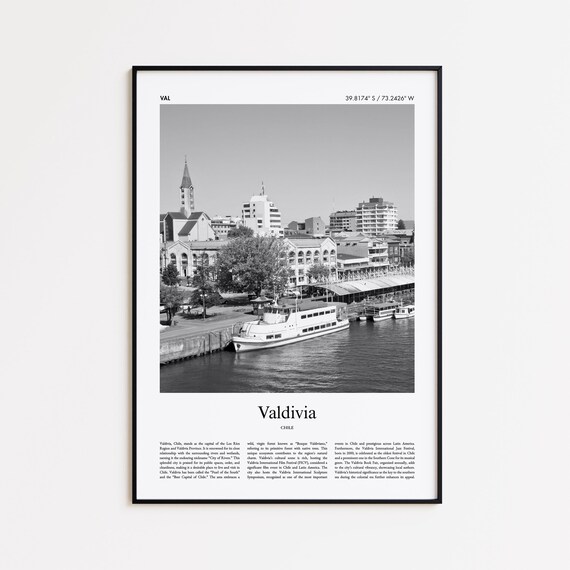 Valdivia Black And White Print Photo Poster Travel Gift Chile Wall Art Minimal Home Decor