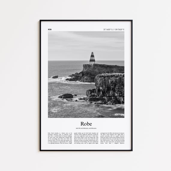 Robe Black And White Print Photo Poster Travel Gift South Australia Wall Art Minimal Home Decor