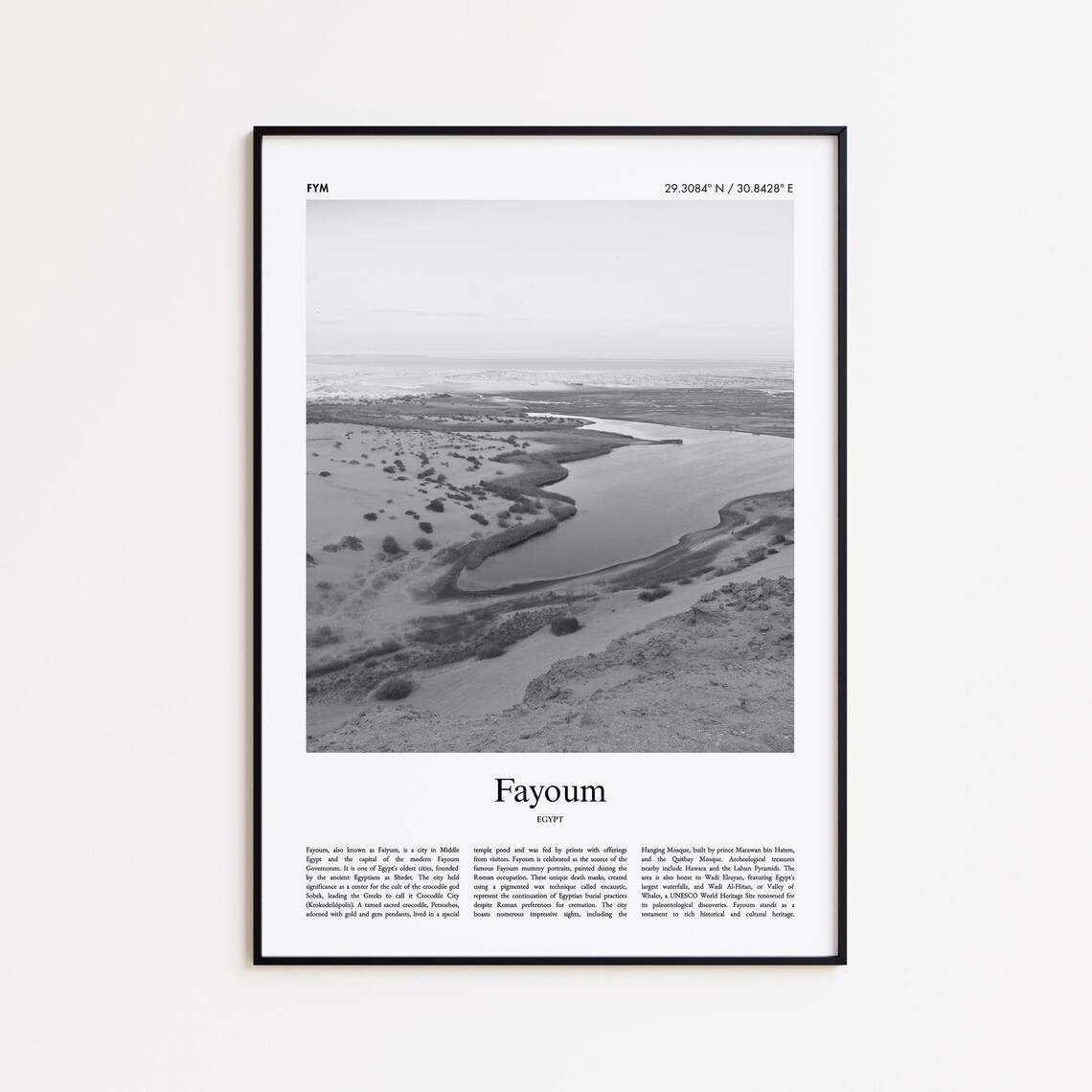 Fayoum Egypt Black And White Wetland Lake Nature Photo Poster