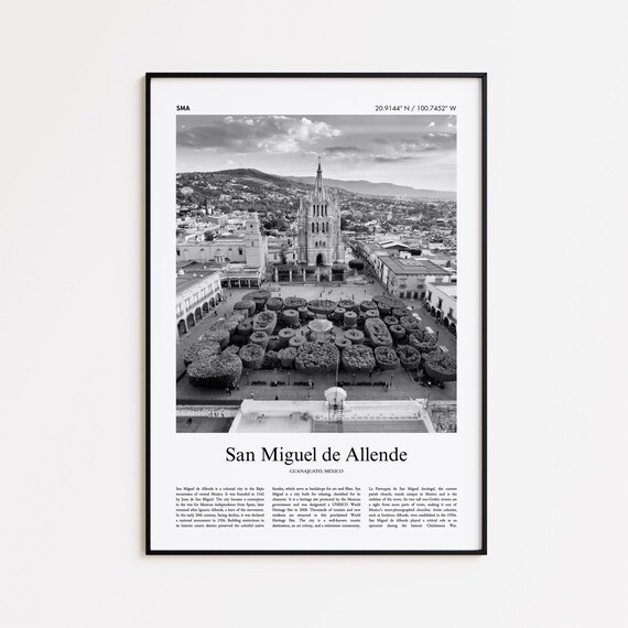 San Miguel De Allende Guanajuato Aerial Black And White Photo Poster