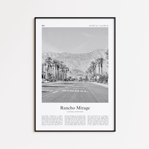 Rancho Mirage California Black and White Street Photo Poster