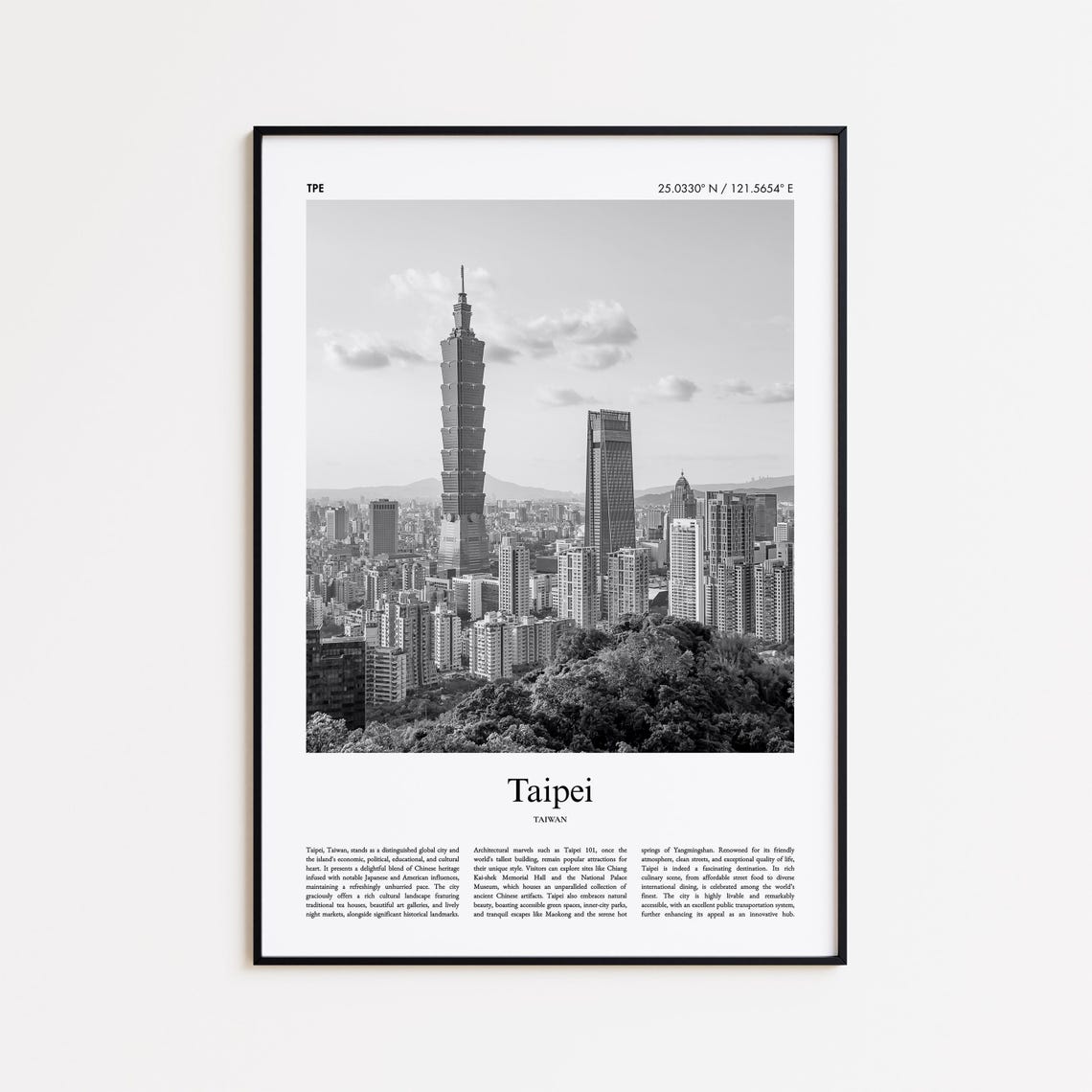 Taipei Taiwan Black And White Photo Poster Featuring Taipei 101 Tower