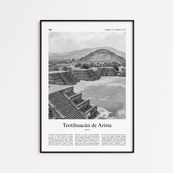 Teotihuacn De Arista Black And White Print Photo Poster Teotihuacan Travel Gift State Of Mexico