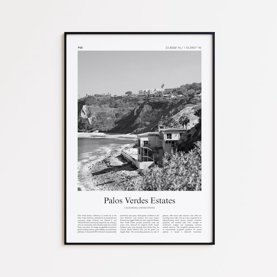 Palos Verdes Estates California Coast Black White Photo Poster