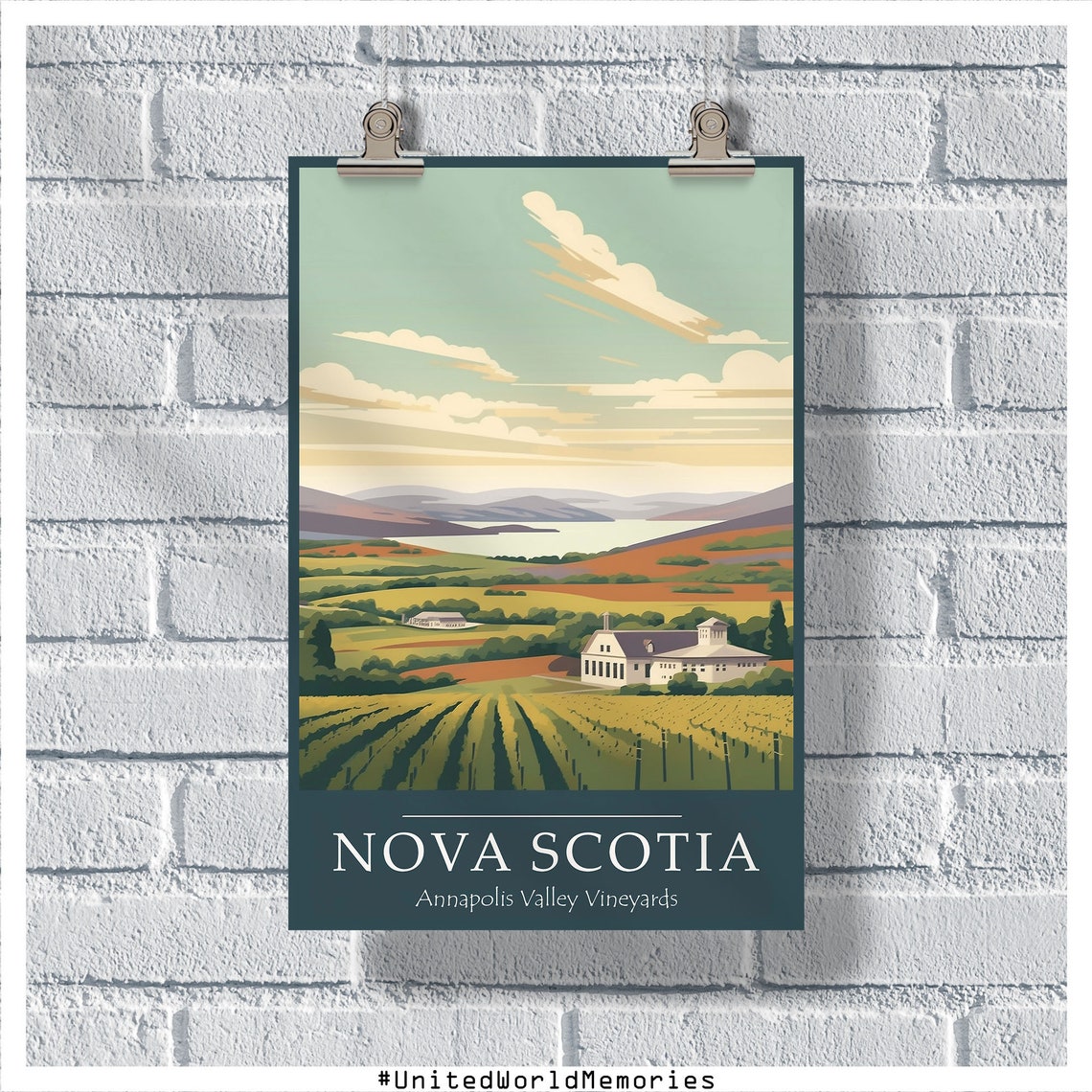 Nova Scotia Annapolis Valley Vineyard Hills Winery Sunset Poster