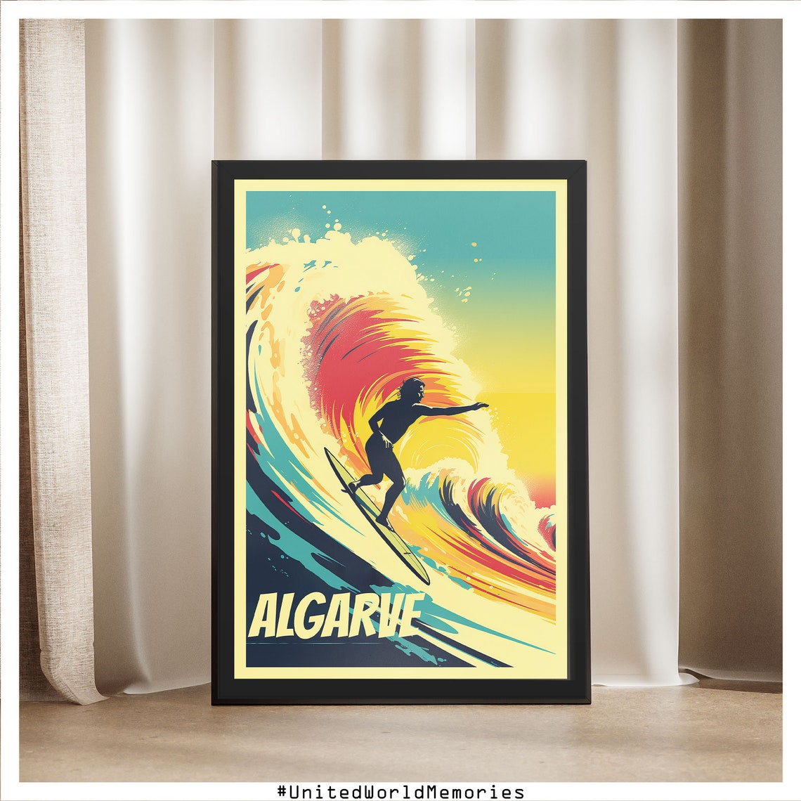 Algarve Travel Poster Algarve Surfing Paradise Portugal Poster Algarve Wall Art Algarve Gifts Algarve Portugal Poster Algarve Print - Image 5
