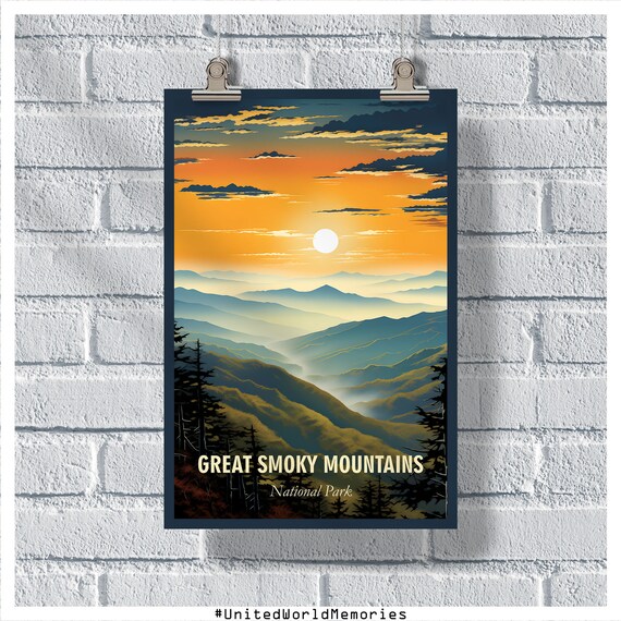 Great Smoky Mountains National Park Sunrise Misty Blue Ridges Poster