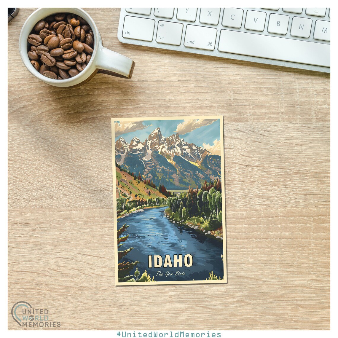 Idaho Gem State Grandeur Travel Poster, Retro Style