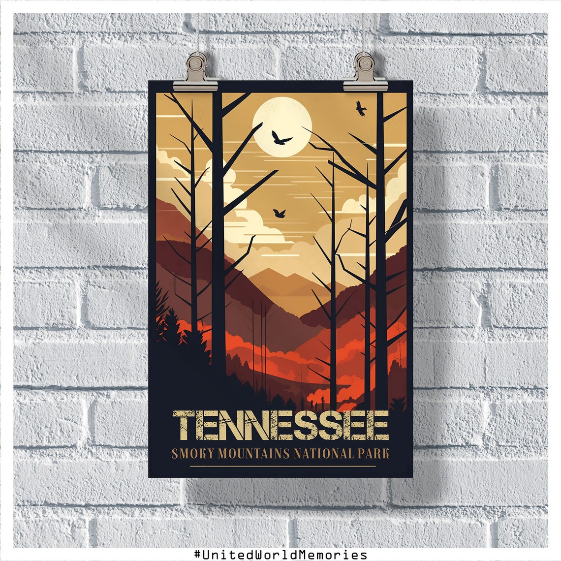 Tennessee Travel Poster Smoky Mountains National Park Poster Tennessee Vintage Poster Wall Decor Tennessee Print Tennessee Retro Poster - Image 5